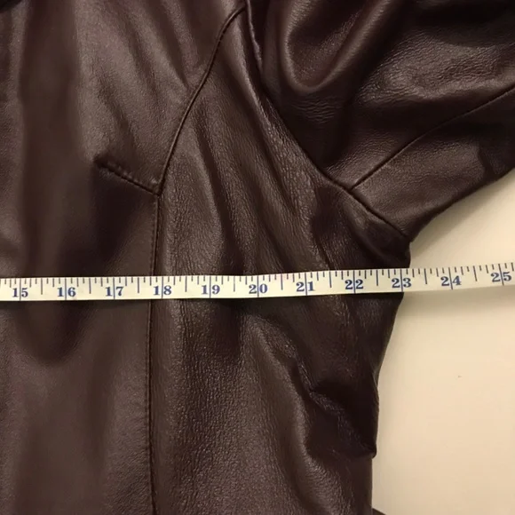Vintage 90s Women Oscar Piel Dark Burgundy Genuine 100% Leather Jacket Coat 2XL - Picture 12 of 13